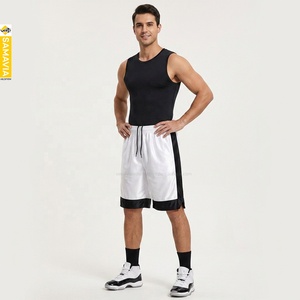 SAMAVIA Customizable Team/Logo Men's Quick Dry Anti-UV Anti-Bacterial Breathable Basketball Shorts White Black Blocked Sport - Product Image 2
