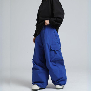 Pantalon cargo imperméable bleu unisexe, taille élastique pour adultes, ski, snowboard - Product Image 4