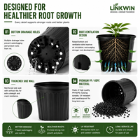 Pots de semis en plastique noir pour plantes d'extérieur, pépinière, pots de fleurs de jardin, pots d'intérieur pour succulentes