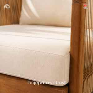 Sillón de Exterior de Madera de Teca Sólida con Cuerda Tejida y Cojín, Muebles de Jardín para Patio, Resort o Villa Tropical - Product Image 2
