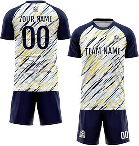 Ensemble de maillot de football personnalisé sublimé pour hommes, manches courtes, nom de l'équipe imprimé, évacuation de l'humidité, toutes saisons - Product Image 1