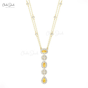 Collier pendentif en citrine taille poire 5x3mm avec diamant en or massif 14 carats, fabrication de bijoux sur mesure en provenance d'Inde - Product Image 3