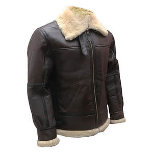 Blouson Bomber en Cuir Véritable avec Doublure en Shearling pour Homme, Manteau d'Hiver Classique, Col en Fourrure Chaude, Fermeture Éclair Robuste, Style Vintage - Product Image 4