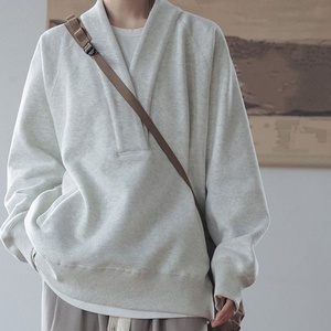 เสื้อฮู้ดไหมพรมติดซิปทรงโอเวอร์ไซส์สำหรับผู้ชาย สวมใส่สบายๆ ในฤดูใบไม้ร่วงและฤดูหนาว ทรงหลวม แขนยาว ผ้าฝ้าย 100% - Product Image 5