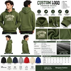 Sudadera con capucha gris sólido para hombre, corte regular, informal, con bolsillo canguro y cordón ajustable, alta calidad, personalizada, 360 g/m² - Product Image 5