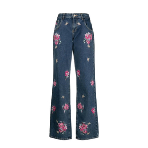 Women's Pants Loose Wide Leg High Waisted Jeans Women's Solid Color Casual Wear Street Style Baggy Cotton Denim Pants - Product Image 2