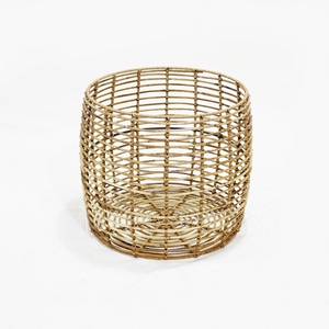 Trending Eco-Friendly Natural Rattan Minimalist <b>Round</b> Coffee <b>Table</b>-Durable Metal Frame Living Room <b>Patio</b> Accent <b>Table</b> - Product Image 6