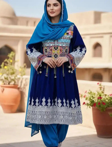 Robe afghane Kuchi tendance, de qualité supérieure, à manches longues, coupe fluide et modeste, broderie ethnique faite à la main, confortable - Product Image 3