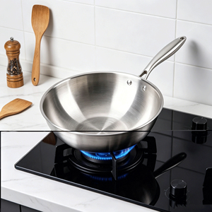 Wok de Acero Inoxidable 304, Sartén Antiadherente Redonda para Cocina de Gas e Inducción - Product Image 2