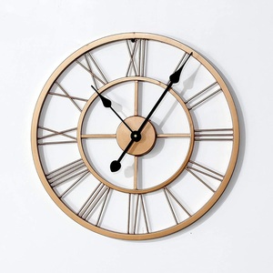 Fully Metallic Wall <b>Clock</b> Design Best Indoor Decor Living Room Home And Office Wall Design Large <b>Clock</b> With Metal & Wooden Combo - Product Image 3