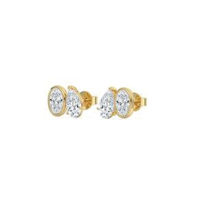 Pendientes elegantes de oro rosa de 9 quilates con diamantes creados en laboratorio de corte pera de 2,91 quilates, diseño de joyería premium para mujer - Product Image 2