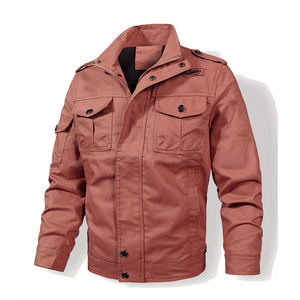 Veste d'hiver en toile pour homme adulte, couleur rose discret, deux poches latérales, coupe-vent, fermeture éclair, boutons en corne, respectueuse de l'environnement - Product Image 1