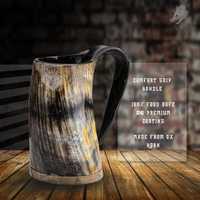 Chope à bière artisanale en corne de buffle avec runes nordiques et motif de dragon, récipient à boire traditionnel pour adultes, cadeau