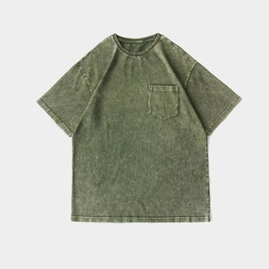 Camisetas de Gimnasio Personalizadas OEM para Hombre, Lavado Ácido, 100% Algodón, Antiencogimiento, Manga Corta, Estilo Urbano, Peso Pesado - Product Image 4