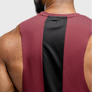 Men's <b>Maroon</b> Knitted Tank <b>Top</b> O-Neck Solid Color Breathable Casual Wear - Product Image 6