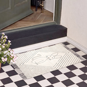 Alfombra Kantha Hecha a Mano de 2x3 Pies, de Algodón Indio, Estilo Bohemio Floral, Ecológica, Antideslizante, Apta para Mascotas, Lavable, Decoración para el Hogar, NYKO MART - Product Image 1
