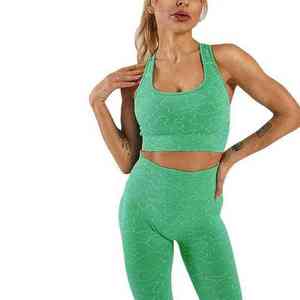 Nouvel ensemble 2 pièces élégant et respirant pour femme, col rond, en Spandex/Polyester, idéal pour le fitness et le yoga, collection 2026 - Product Image 1