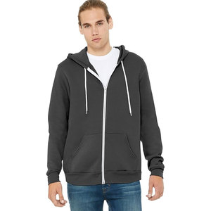 Sweat à capuche zippé Bella + Canvas 3739 en molleton éponge, logo personnalisé, couleur unie, marque privée, poche latérale, uni, homme, 100% coton - Product Image 1