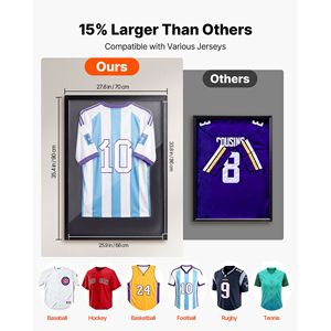 Vitrina de Madera para Camisetas Deportivas, 35.4 x 27.6 x 1.2, Protección UV del 98%, Panel de PC, Colgador, Tamaño A4, Material PE Pulido - Product Image 4