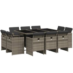 Set da Pranzo da Giardino in Rattan Grigio per 10 Persone, Resistente alle Intemperie, Arredamento da Esterno in Stile Contemporaneo - Product Image 2