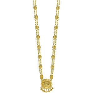 ขายส่ง14K 18K 24K สร้อยคอชุบทอง lakshmi Mala โซ่วัดยาวจี้เหรียญ lakshmi ห้อยลูกปัดห้อยพู่ - Product Image 1