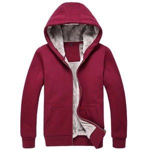 Sherpa <b>Lined</b> Zip Up Hoodie Unisex <b>Fleece</b> Winter Warm Thick Cotton Hooded Sweatshirt <b>Jacket</b> Custom OEM 6 Colours Bulk - Product Image 1