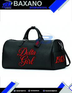Delta |   Sigma |   Bolsa de Deporte Theta DST Sorority, Personalizada, de Cuero Negro, Gran Capacidad, con Cierre, para Viajes, Gimnasio, Moda y Deportes - Product Image 4