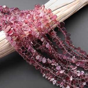 ลูกปัดพลอยสีชมพูอมม่วงธรรมชาติทรงหยดน้ำ เจาะรูตรงกลาง เนื้อเนียนใสพิเศษ - Product Image 6