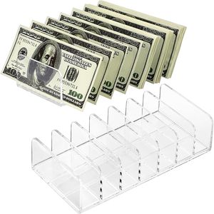 Set di 2 Organizzatori Trasparenti in Plastica per Scrivania e Cassetti, Vassoio per Posta e Contanti con 7 Scomparti, Divisorio per Documenti e Buste - Product Image 5