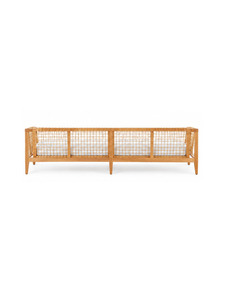 Canapé-lit rectangulaire en bois avec coussin en tissu blanc, design convertible pour salon, 2 places, sans dossier, sans accoudoirs - Product Image 5