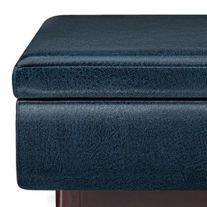 Owen Distressed Dark Blue Storage Ottoman Coffee <b>Table</b> <b>Stool</b> & Ottoman - Product Image 5