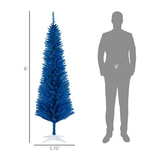 6FT Blue Pencil Christmas <b>Tree</b> with 390 Realistic <b>Branch</b> Tips and Plastic Stand Decorated Christmas <b>Tree</b> - Product Image 3