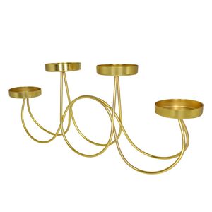 Support de bougie en métal doré à 4 bras, candélabre décoratif, centre de table pour table à manger, mariage, fête, décoration de la maison - Product Image 3