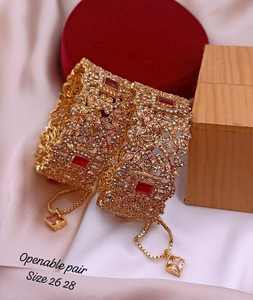 Luxury Custom Plated High Polished Openable Bridal <b>Bangles</b> <b>Set</b> Imitation Pearl Crystal Rhinestone Embellishment Islamic Trendy - Product Image 1