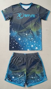Conjunto de Camiseta y Pantalones Cortos de Voleibol con Diseño de Pinceladas de Mandarina, Personalizado al por Mayor, de Alta Calidad, OEM, Antiencogimiento, Uniforme de Equipo, Sublimación - Product Image 3