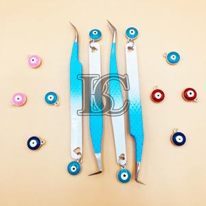 New Arrival Tweezers Sustainable Stainless Steel Evil <b>Eyelash</b> <b>Extensions</b> Blue & White Beautiful Charm <b>mink</b> Logo Tweezer - Product Image 2
