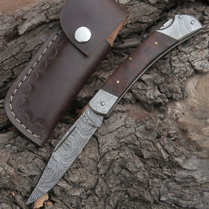 Navaja Plegable de Damasco con Mango de Asta de Ciervo, Navaja de Bolsillo para Exteriores, Navaja Plegable de Acero de Damasco Personalizada con Mango G10 - Product Image 4