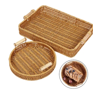 Plateau en rotin pour aliments et boissons - Product Image 1