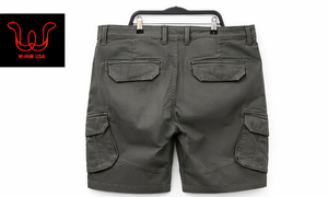 Casual Men's Cotton Utility Cargo Shorts Mid Rise Button Fly Multi Pocket Summer Travel Solid <b>Colour</b> Shorts - Product Image 4