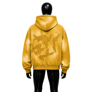 Sweat à capuche oversize doré avec strass, streetwear premium, avec clous en cristal étincelants, poche kangourou, coupe décontractée - Product Image 2