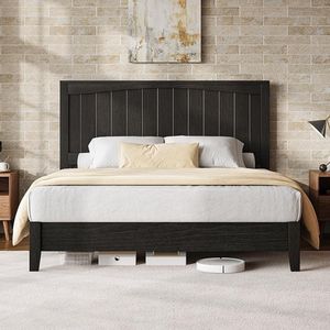 Muebles de dormitorio, cama con cabecero, tamaño King, marco de cama de madera de lujo, hecho a mano, madera maciza, parte superior de madera tallada a mano de primera calidad - Product Image 5