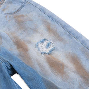 Pantalones Cortos de Mezclilla para Hombre al por Mayor, Estilo Vintage, con Lavado Ácido, Bordes Deshilachados, Bordados y Desgastados - Product Image 2