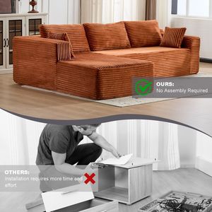 Divano Sezionale Modulare Minimalista a Compressione con Seduta Profonda, Divano a L Senza Struttura con Chaise Longue Comoda, Divano Letto per Soggiorno - Product Image 6