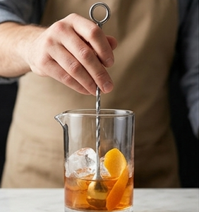 Cuillère à cocktail en acier inoxydable de qualité supérieure, agitateur de bar au design minimaliste, outil de mélange durable pour la préparation de cocktails - Product Image 3