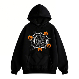 Sudadera con Capucha SPARKWELL Unisex, Diseño de Telaraña Verde Menta, Sudadera de Forro Polar, Ropa Casual de Calle para Otoño e Invierno - Product Image 5
