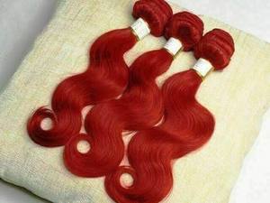 Cabello Humano Remy Brasileño Premium Rojo, Cómodo, Glamuroso, con Línea de Cabello Realista, Volumen Completo, Doble Trama a Máquina, Permanente - Product Image 2