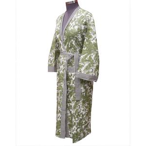 Bata Kimono Moderna Transpirable con Cuello en V y Cierre de Cinturón, de Secado Rápido, Larga, con Estampado de Bloques, Ropa de Dormir Casual - Product Image 2