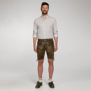 Shorts traditionnels bavarois pour hommes en Lederhosen, 100 % polyester, décontractés et élégants, écologiques, costume d'Oktoberfest allemand avec ceinture brodée - Product Image 1