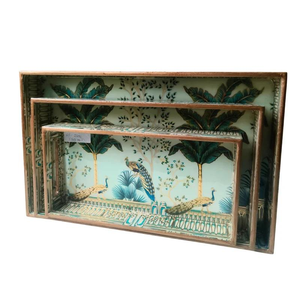 New Style Enamel printed & <b>Wooden</b> Serving <b>Tray</b> For Serving Food New <b>Wooden</b> <b>Tray</b> In Wholesale Price New Platter Indian Platter - Product Image 1