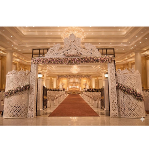 Elegante Puerta de Entrada para Boda con Corte Láser y Paneles de Diseño, Decoración Metálica para Escenario de Boda, Set de Recepción Metálico para Eventos - Product Image 1